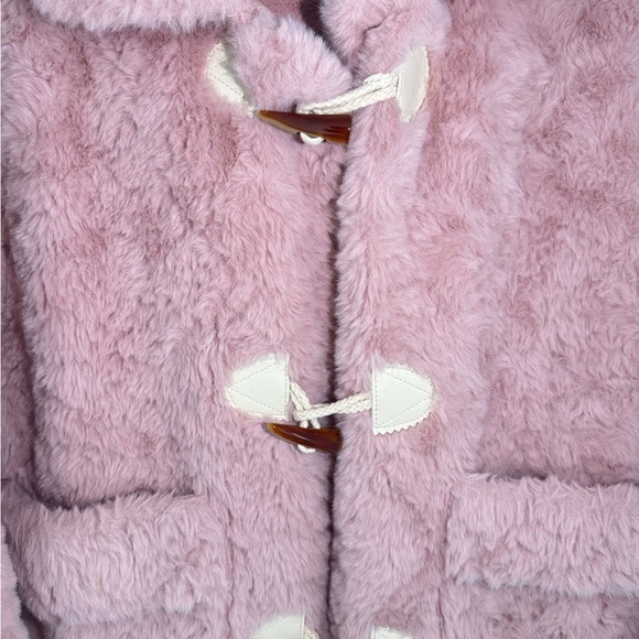 Pink Faux Fur Duffle Coat Teddy Jacket Size M Cute Soft Girl Korean Style - Picture 3 of 9